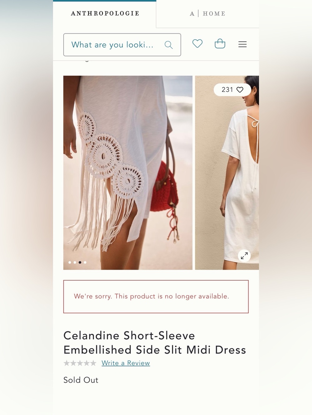 Celandine by Anthropologie Short-Sleeve Embellished Side Slit Midi Dress